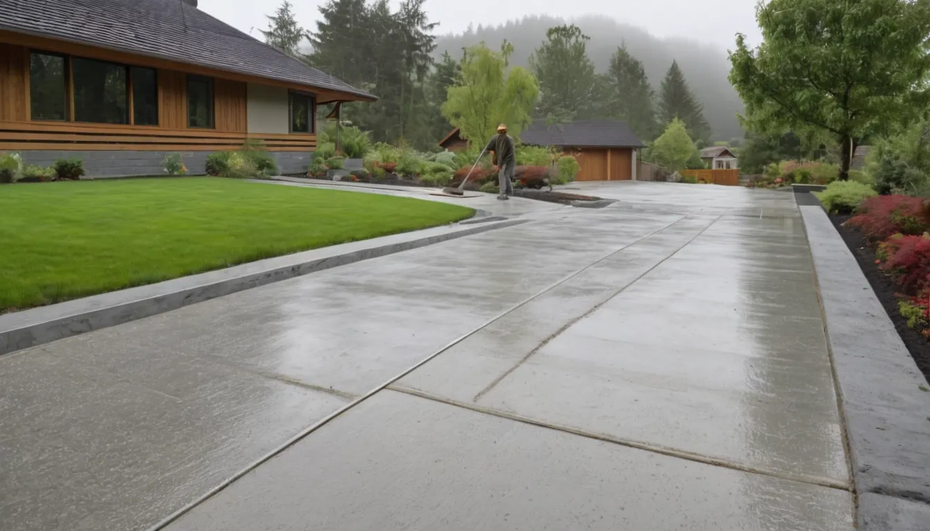 A newly poured concrete driveway beside a wood-frame home in Lake Stevens